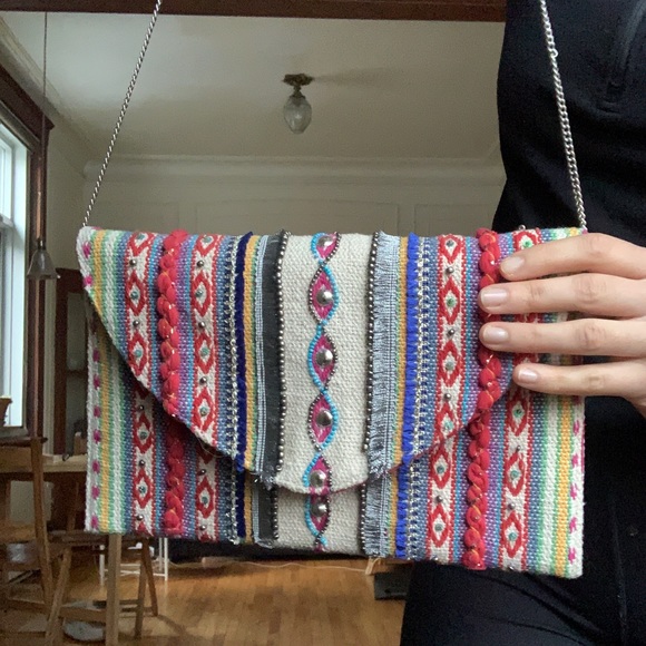 Crossbody Flap Bag, Beaded and Embroidered - Picture 2 of 5